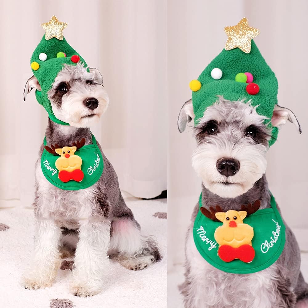 🐾Adorable Christmas Tree Pom-Pom Hat