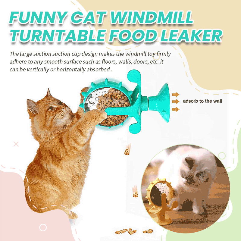 🐾Funny Cat Windmill Turntable Food Leaker
