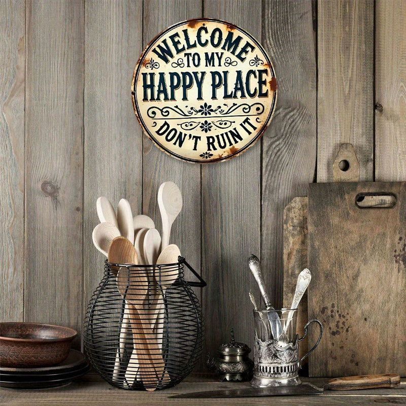 🌿Happy Place – Vintage Statement Metal Sign