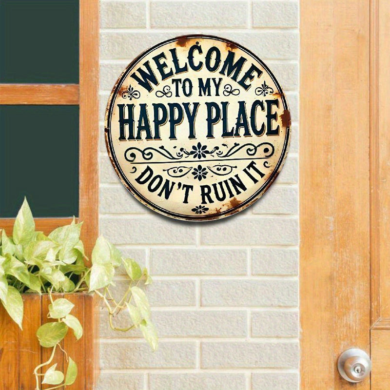 🌿Happy Place – Vintage Statement Metal Sign