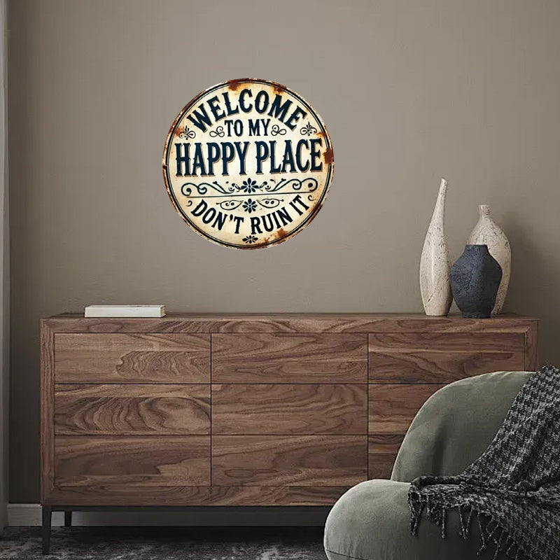 🌿Happy Place – Vintage Statement Metal Sign