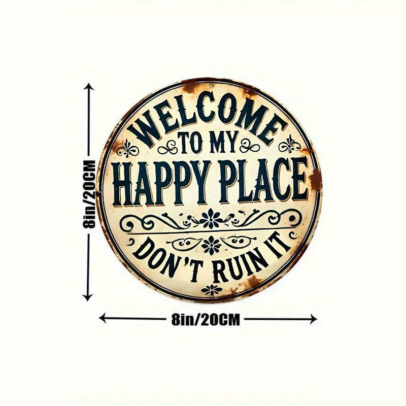 🌿Happy Place – Vintage Statement Metal Sign