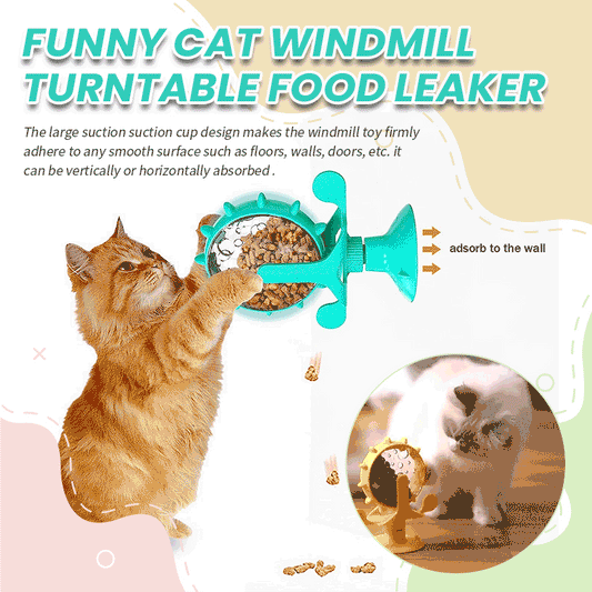 🐾Funny Cat Windmill Turntable Food Leaker