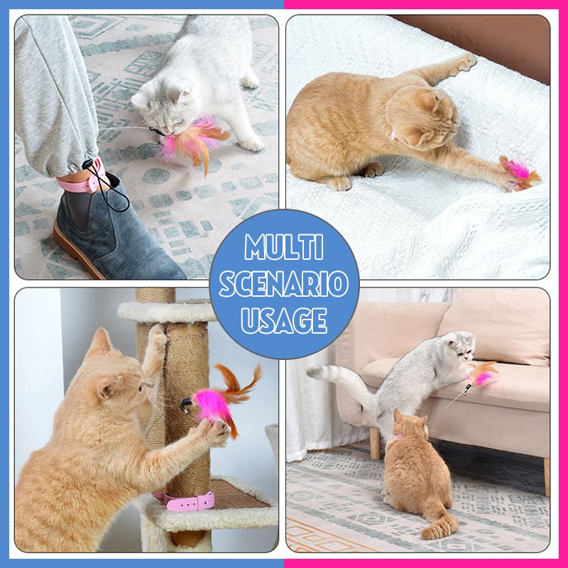🐾Table Leg Collar Feather Silicone Cat Teaser Stick