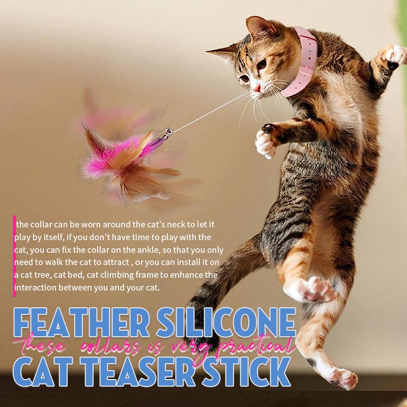 🐾Table Leg Collar Feather Silicone Cat Teaser Stick